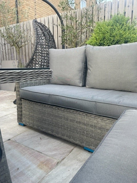 Amalfi Fire Pit Corner Dining Set Light Grey