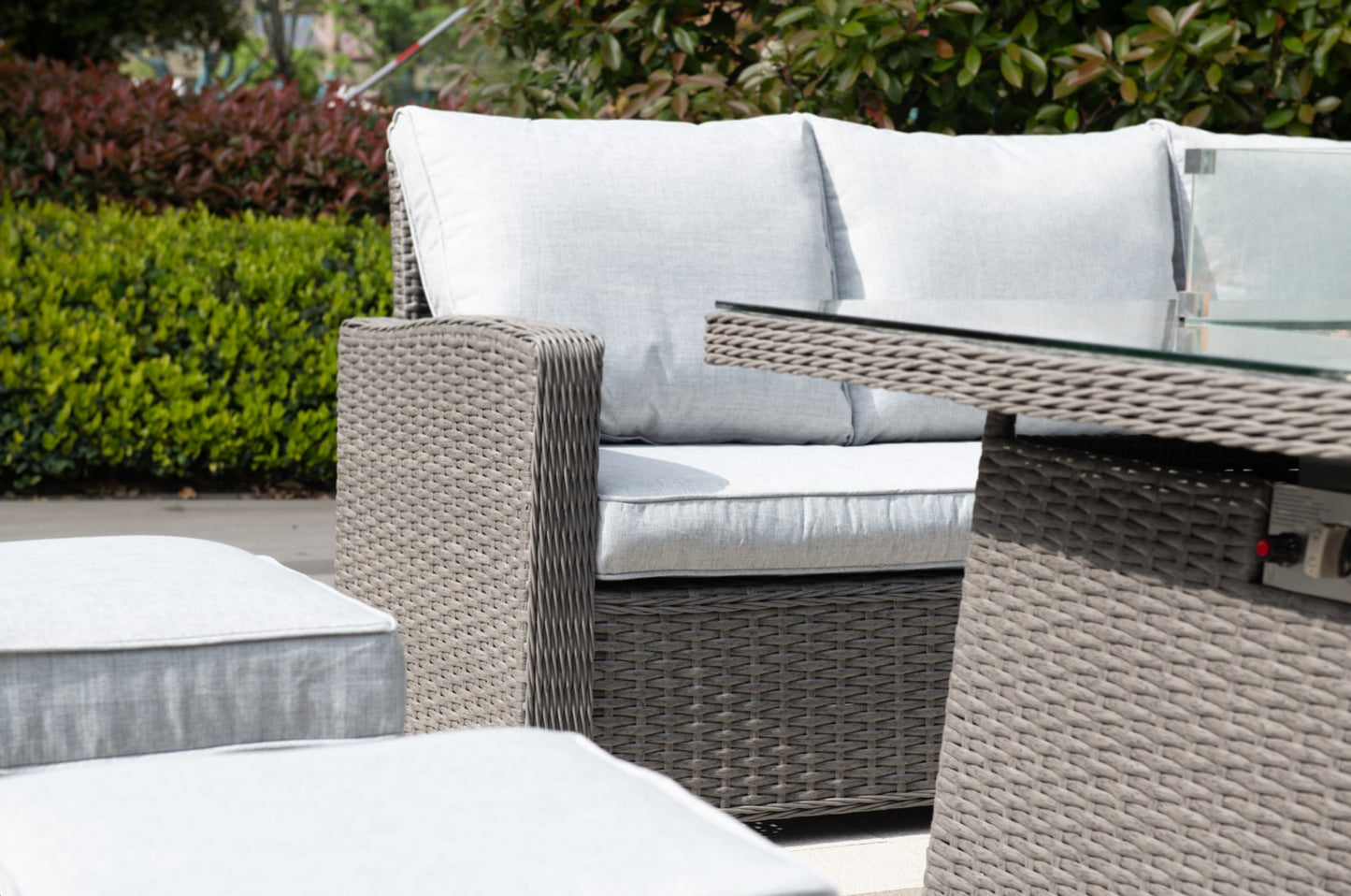 Amalfi Casual Rattan sofa set with Firepit table