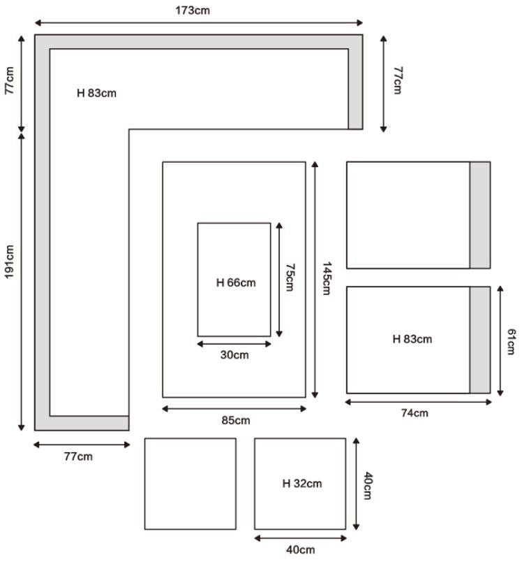 Naples casual corner dining set with firepit table Dark Grey