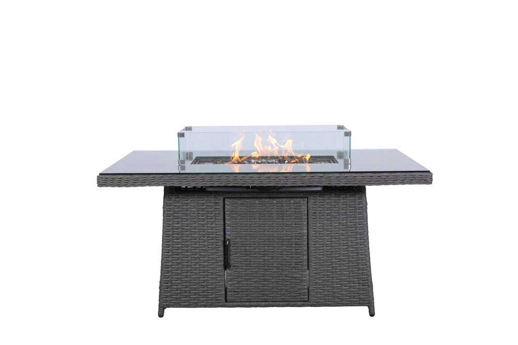 Naples casual corner dining set with firepit table Dark Grey