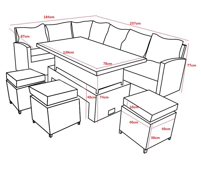 Amalfi Casual Corner Rattan sofa set with Rising table