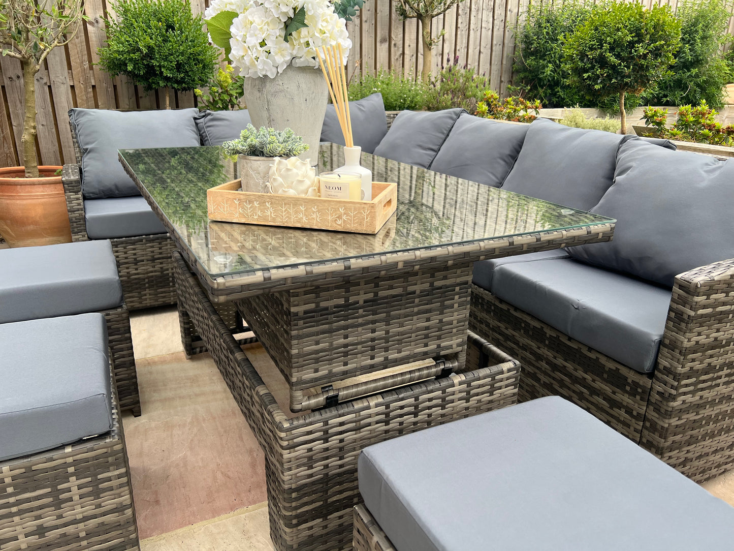 Amalfi Casual Corner Rattan sofa set with Rising table
