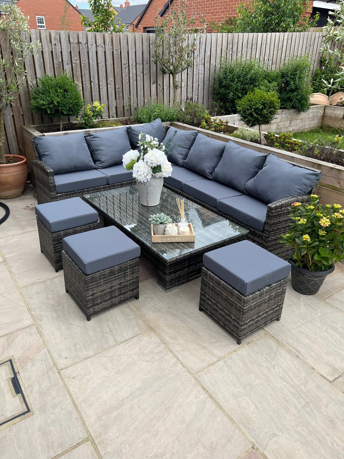 Amalfi Casual Corner Rattan sofa set with Rising table