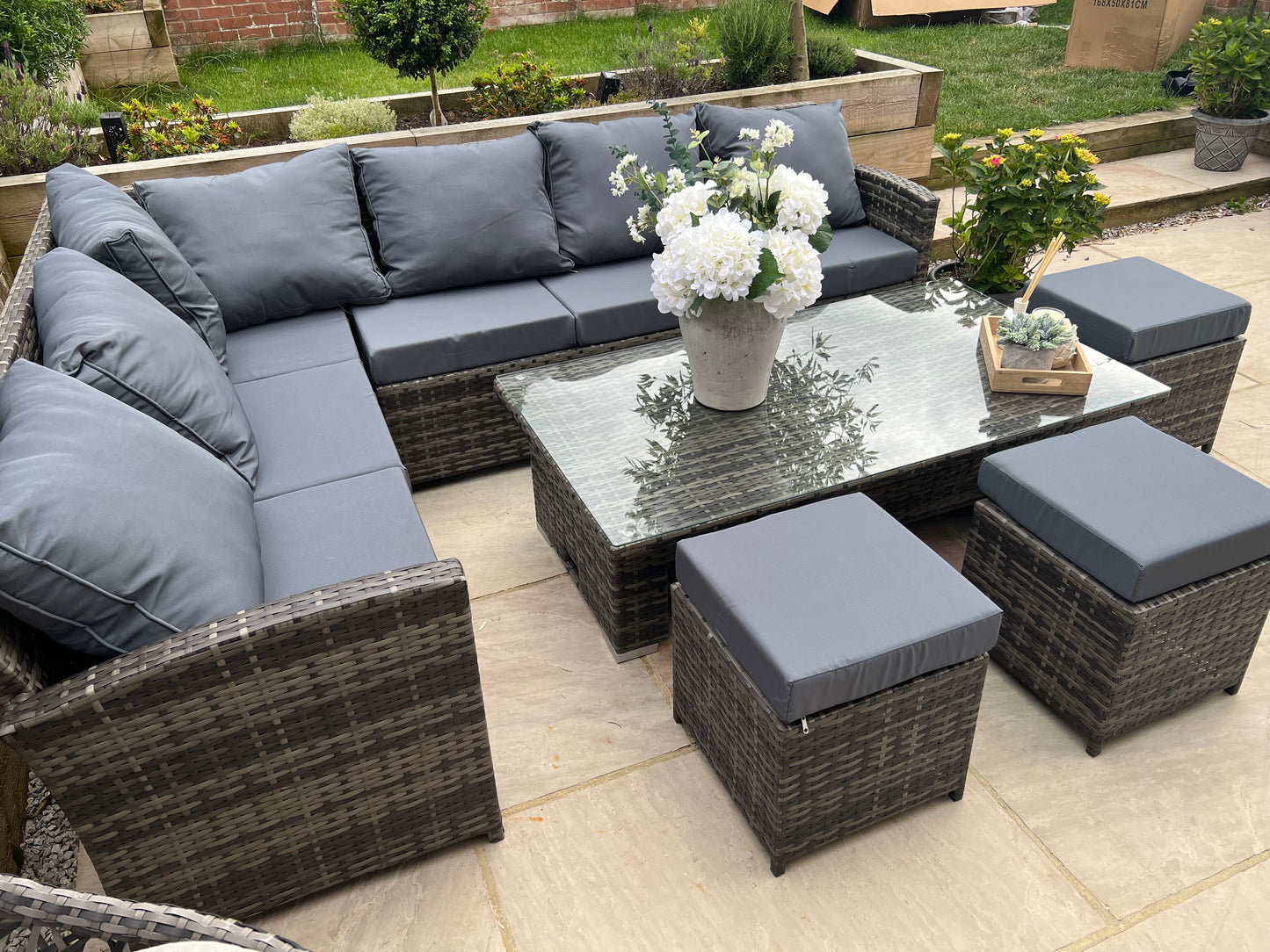Amalfi Casual Corner Rattan sofa set with Rising table