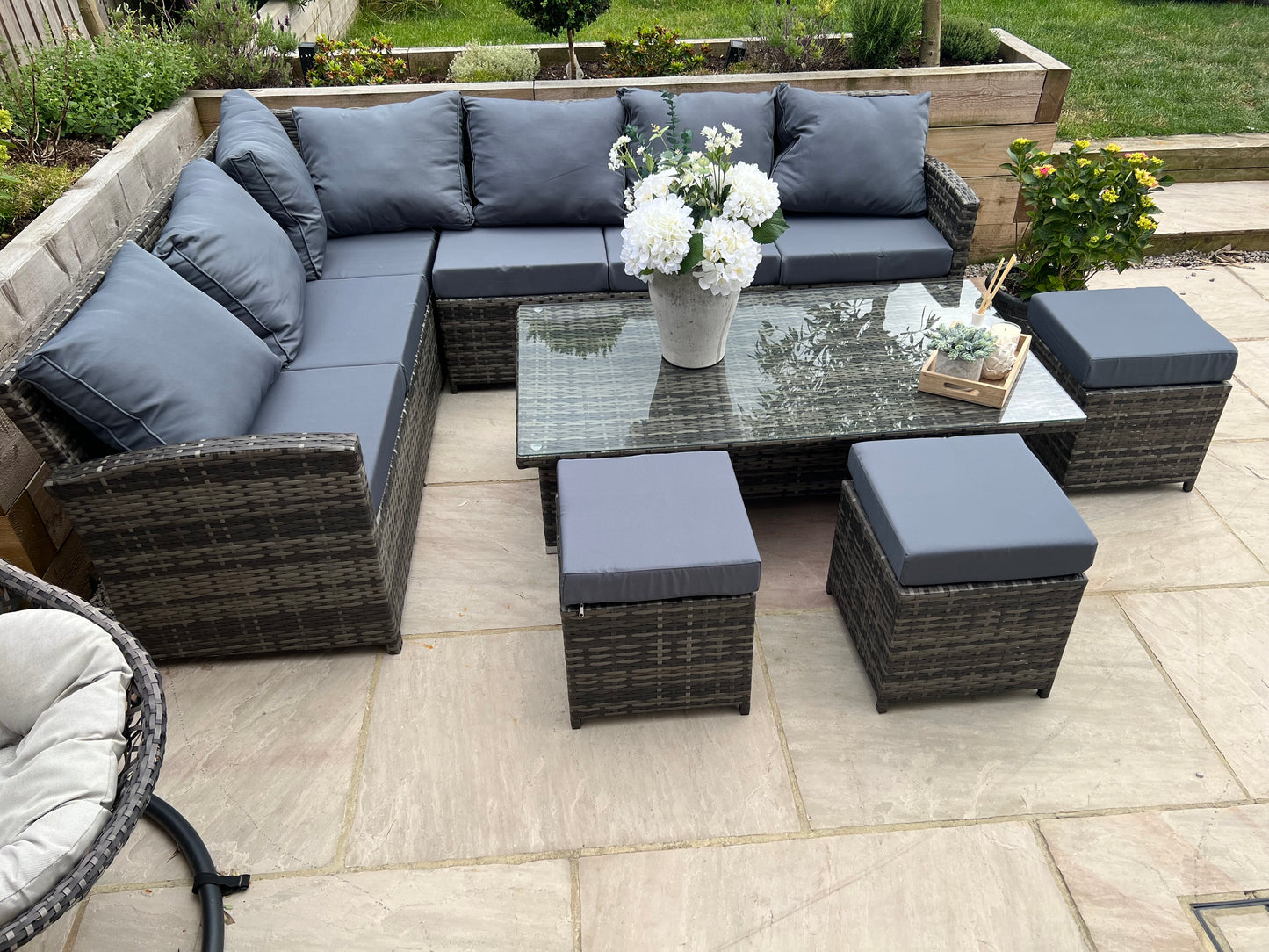 Amalfi Casual Corner Rattan sofa set with Rising table