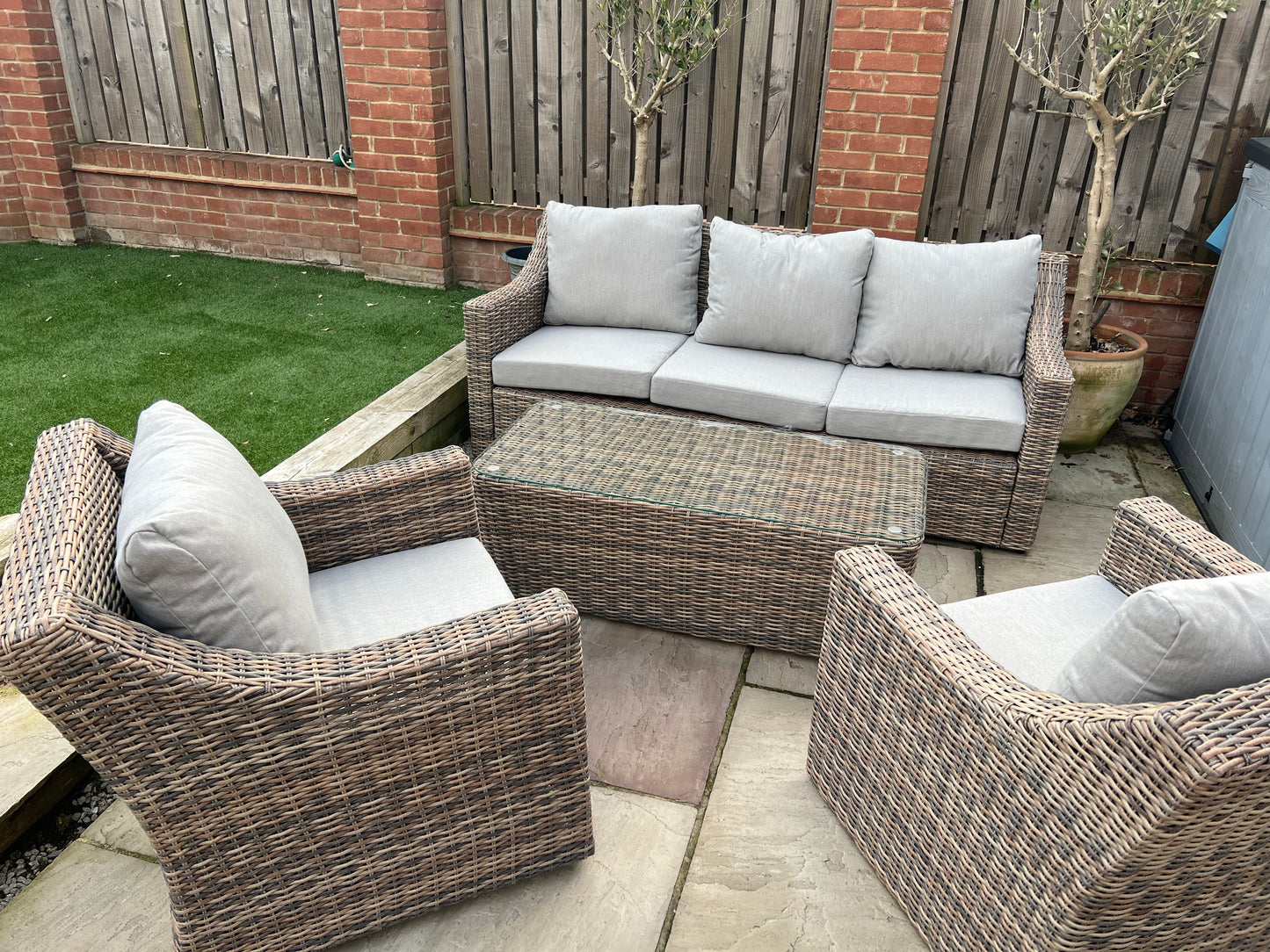 Neutral aluminium Coffee table sofa and chair set