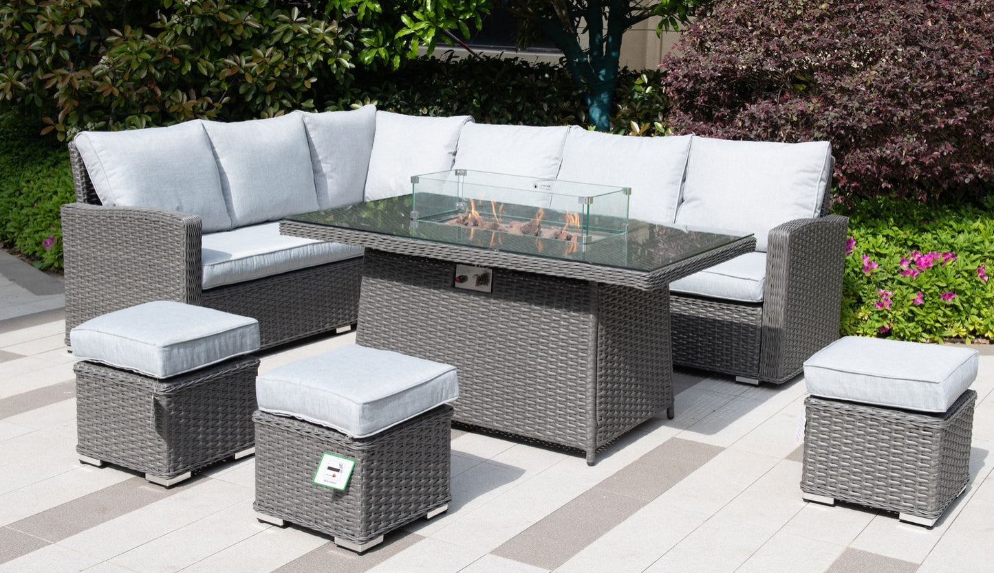 Amalfi Casual Rattan sofa  set with Firepit table