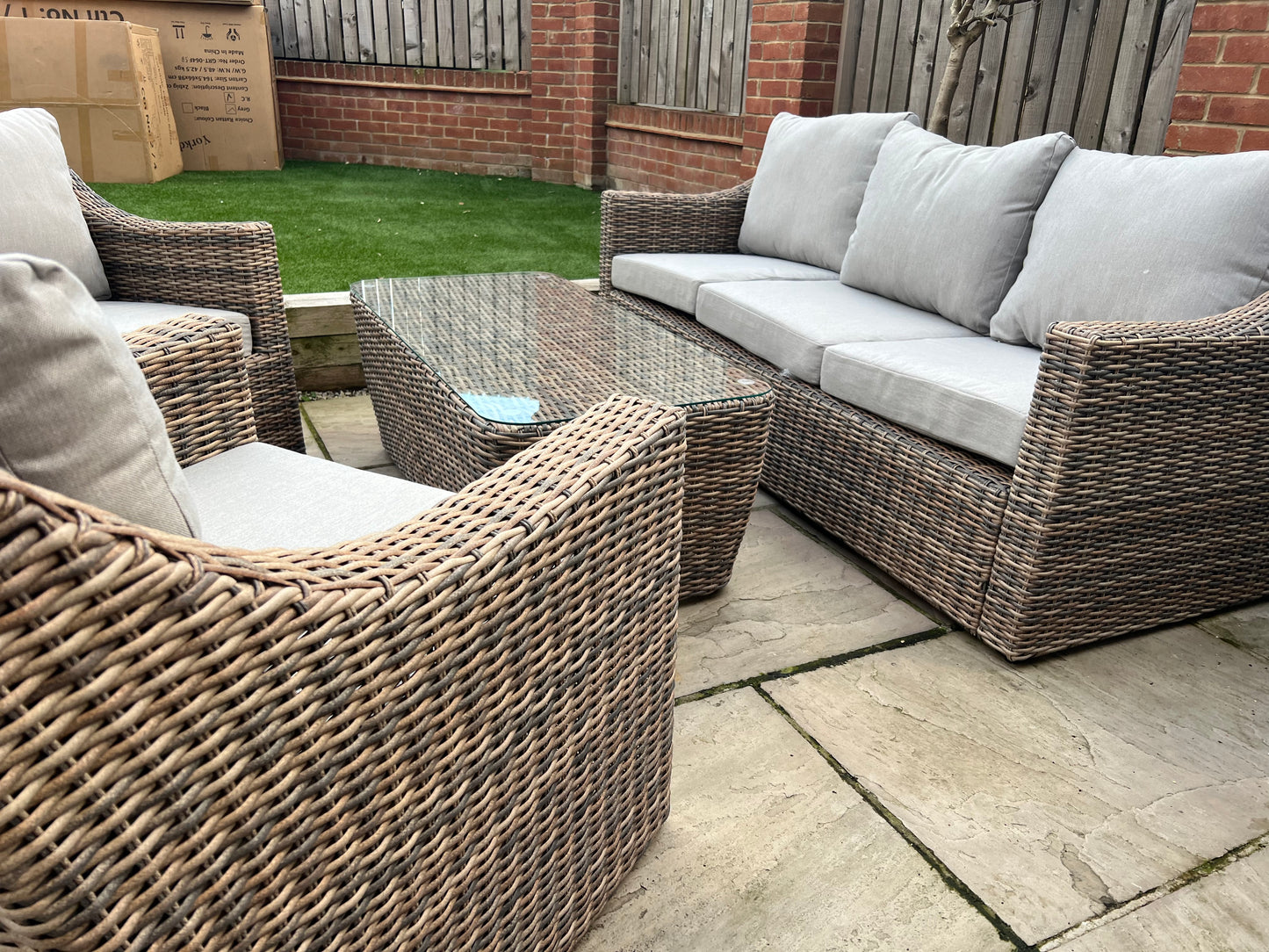 Neutral aluminium Coffee table sofa and chair set