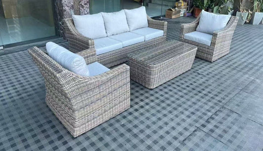 Neutral aluminium Coffee table sofa and chair set