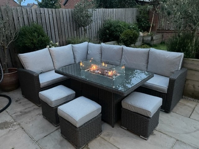 Amalfi Casual Rattan sofa  set with Firepit table