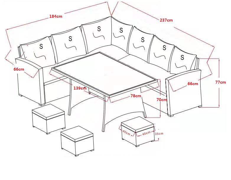 Amalfi Grey Rattan Corner Sofa and Table Set