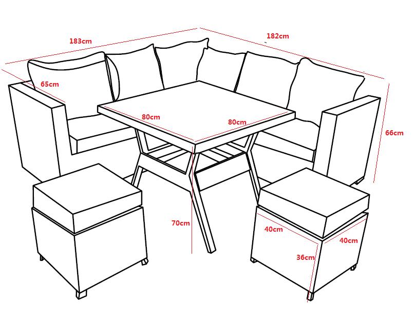 Atrina Compact Grey Rattan Corner Garden Sofa Dining Table Set